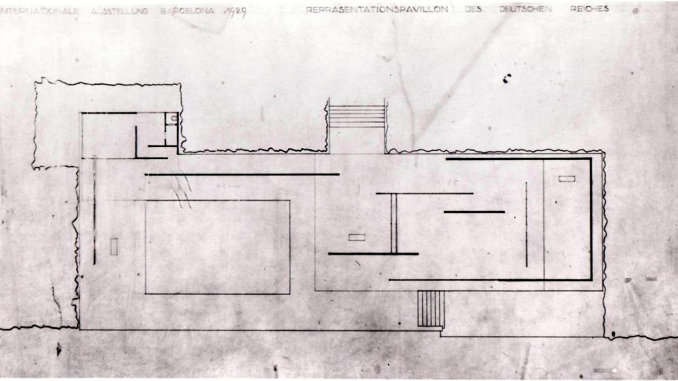 MIES VAN DER ROHE: IPOTESI CON TRE STATUE: PIANTA